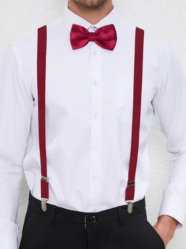 Vista 39 de habibee Color sólido para hombre en forma de Y con clips fuertes tirantes ajustables