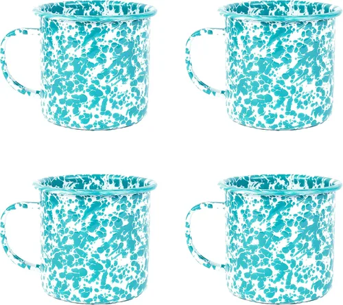 Vista 14 de Crow Canyon Home Splatter Enamelware - Taza grande de 16 onzas, color negro