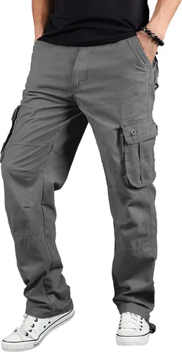 Vista 2 de TIANBA Pantalones de senderismo para hombre al aire libre, pantalones cargo militares, ligeros, tácticos, casuales, con múltiples bolsillos