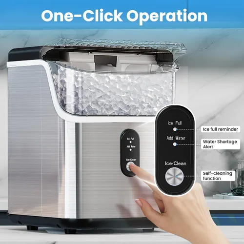 Vista 3 de Electactic Máquina de hielo de pepitas para encimera Pro - 34 libras/24 horas, máquina de hielo de pellets autolimpiante con hielo masticable suave