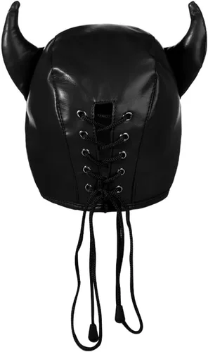 Vista 3 de Máscara de cabeza de toro de Halloween ajustable, máscara de cara completa de cuerno de toro, máscaras divertidas de animales, accesorios