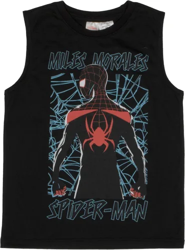 Vista 4 de Marvel Avengers Spider-Man Black Panther Miles Morales - Conjunto de camiseta de manga corta para niños, camiseta sin mangas y pantalones cortos