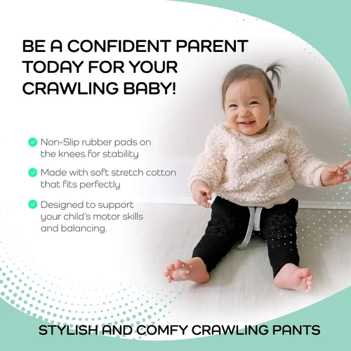 Vista 2 de Pantalones antideslizantes para bebé, algodón orgánico, unisex (6-12 meses), Negro
