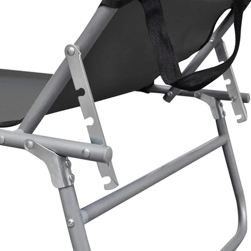 Vista 5 de vidaXL Tumbona plegable con toldo, color gris acero