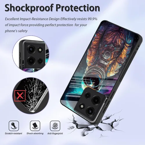 Vista 44 de Funda para Motorola Moto Edge 2022, cubierta trasera de vidrio templado con protector de pantalla, funda protectora a prueba de golpes para Motorola