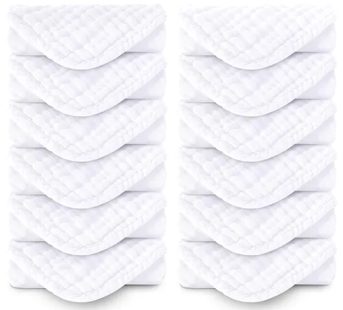 Vista 12 de Paquete de 8 paños grandes para eructos para bebé, 20 x 10 pulgadas, paños para eructos ultra absorbentes, paños de mano, toalla para recién nacido