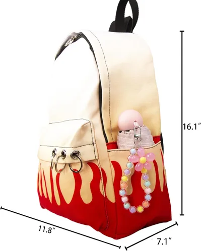 Vista 6 de Mochila de anime japonés para escuela, universidad, al aire libre, mochila grande para niñas, niños y estudiantes, mochilas de viaje, Rojo
