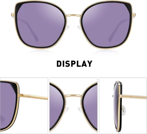 Vista 3 de gafas de sol polarizadas ojo de gato para las mujeres señoras marca tendencia sol gafas UV400