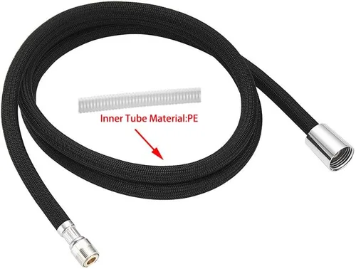 Vista 5 de Grifo desplegable para fregadero de baño de cocina de 1/2 pulgada IPS negro trenzado manguera de cabeza extraíble de 59 pulgadas o 59.1 in