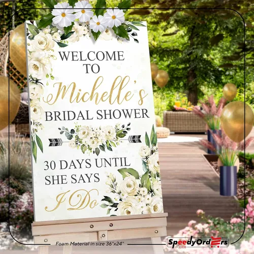 Vista 5 de Letrero de bienvenida para despedida de soltera con texto en inglés "Boho Bridal Show" - Letrero de bienvenida personalizado para despedida