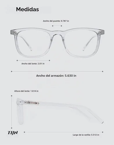 Vista 7 de TIJN Blue Light Blocking Glasses, Square Frame for Computer Gaming Transparente