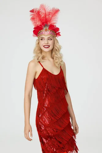 Vista 3 de Gionforsy Tocado de carnaval para mujer, tocado de plumas para mujer, accesorios de Mardi Gras de los años 20