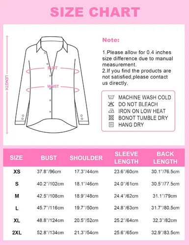 Vista 5 de siliteelon Womens Button Down Shirts Dress Shirts Long Sleeve Blouses Wrinkle Free Solid Tunics Tops with Pockets