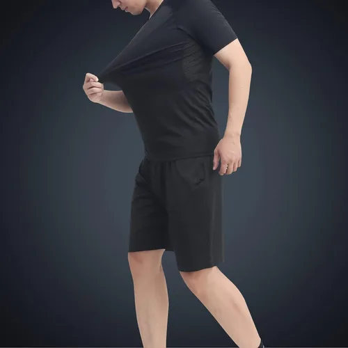 Vista 3 de JULY'S SONG Conjunto de entrenamiento de compresión para hombre, 5 piezas, secado rápido, pantalones cortos, mallas, chaqueta para gimnasio