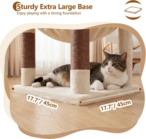 Vista 7 de Heybly Árbol de esquina para gatos de 53.1" para gatos grandes - Juego Beige
