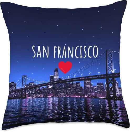 Vista 5 de LVTFCO San Francisco Fashion San Francisco Love (Heart) - Almohada de noche con vista al horizonte nocturno, 16 x 16 pulgadas, multicolor
