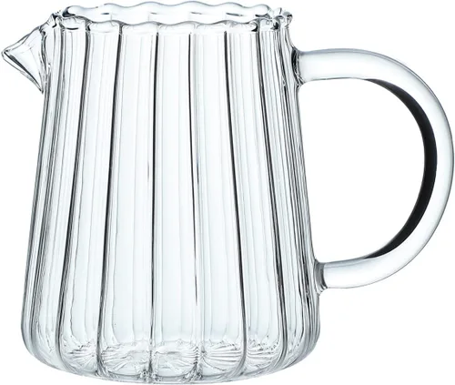 Vista 9 de CHOOLD Jarra de Crema de Cristal de Vidrio Creativo - Diseño de Rayas en Relieve, Jarra para Leche/Café/Servidor (4/5.5/9/12oz)