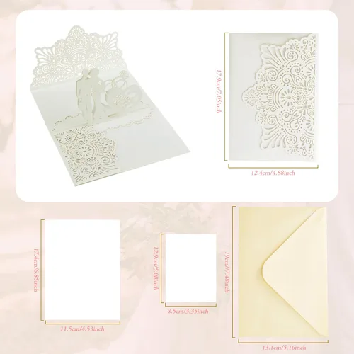 Vista 2 de Tarjetas desplegables de boda, 10 piezas, multicolor, hojas interiores en blanco, perfectas para bodas, compromisos, duchas