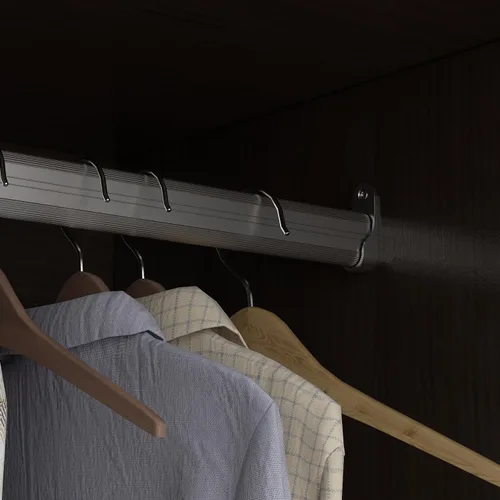 Vista 5 de AGOTENI Armario grande para dormitorio con 1 espejo y 2 cajones, armario de 70.9 pulgadas de alto con puertas y estantes, barra para colgar