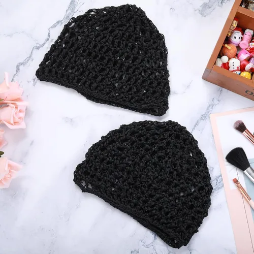 Vista 6 de WLLHYF Gorros de Peluca para Cabello Grueso y Largo, Gorros Ajustables de Red Malla Trenzada para Tejer, Hacer Crochet, Coser, Tejido de Red