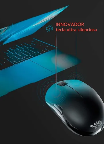 Vista 4 de mouse silencioso inalámbrico, reducción de ruido del 90% (Baterías Incluidas), Negro
