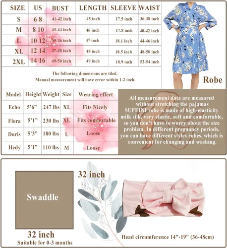 Vista 7 de SUFEINI Conjunto de manta con bata de mamá a juego, bata de maternidad para enfermería, hospital, parto, bata de embarazo, ropa de descanso