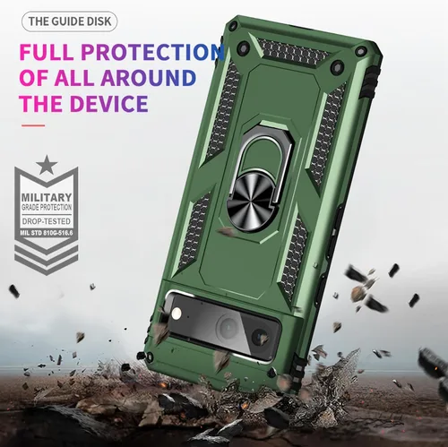 Vista 3 de Yiakeng Funda para Google Pixel 7: con protector de pantalla, fundas protectoras de grado militar con soporte de anillo de dedo para Pixel 7