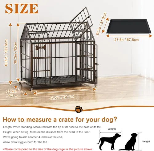 Vista 3 de Dosker - Jaula para perros XL de 42 pulgadas, de acero para interiores, a prueba de escapes