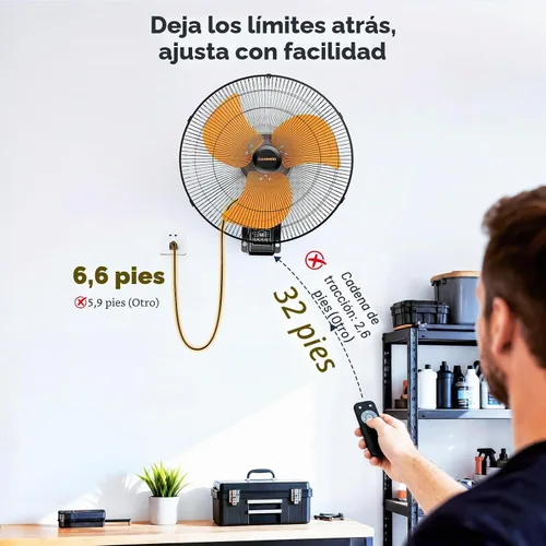 Vista 6 de CAMMOO Ventilador de montaje en pared de 20 pulgadas oscilante, control