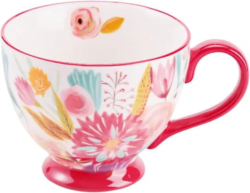 Vista 8 de Taza de Café de Cerámica Grande Hecha a Mano de Otoño (600ml) Linda Taza Vintage de Cereales con Flores para Otoño Taza Acogedora para Regalo