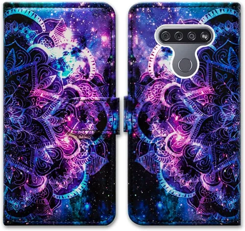 Vista 23 de Bcov Funda para LG K51/LG Reflect (LM-K500), diseño de libélula colorida funda de piel con tapa y ranura para tarjeta soporte para LG K51/LG Q51