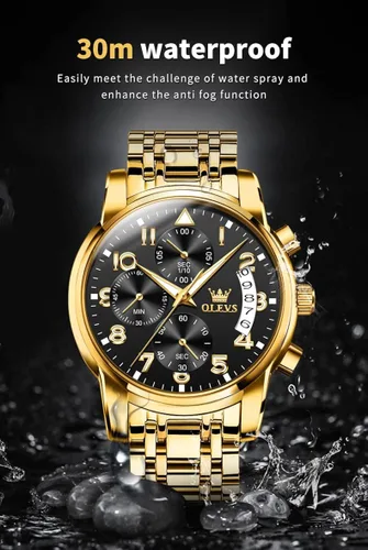 Vista 8 de OLEVS Mens Watches Big Face Watches Stainless Steel Waterproof Date Analog Quartz Watches Fashion Business Chronograph Wrist Watches for Men
