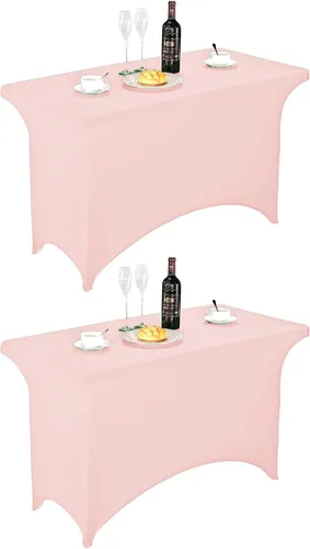 Vista 109 de FORLIFE - Funda de mesa de elastano, mantel ajustado de 4 pies para mesas rectangulares, funda elástica para patio, universal para bodas, banquetes