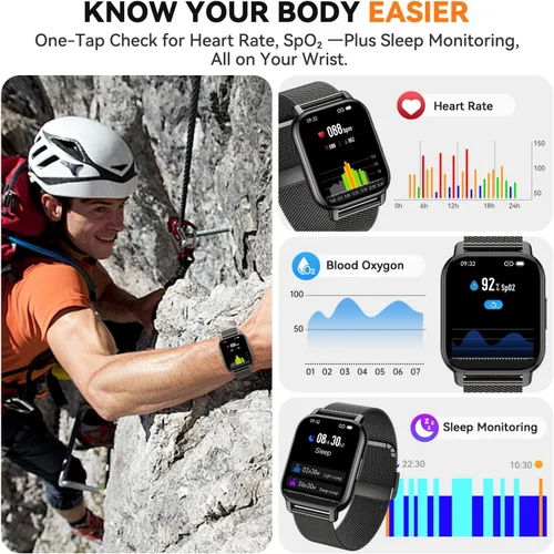 Vista 3 de Reloj inteligente para mujer, reloj inteligente rastreador de actividad física con llamadas Bluetooth y control de voz AI, pantalla HD de 1.85