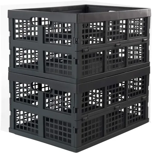 Vista 7 de Ggbin Contenedores de plástico plegables de 16 litros, caja de plástico gris, 2 paquetes