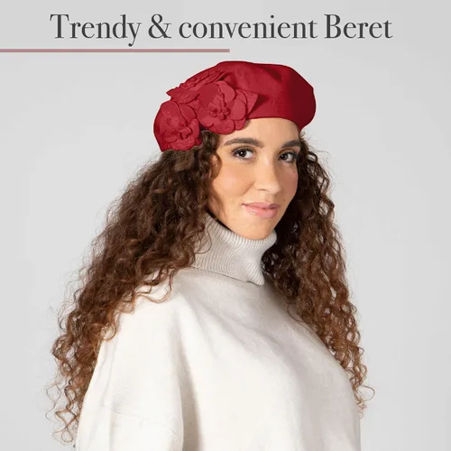 Vista 3 de San Diego Hat Company Boina de lana para mujer con flores