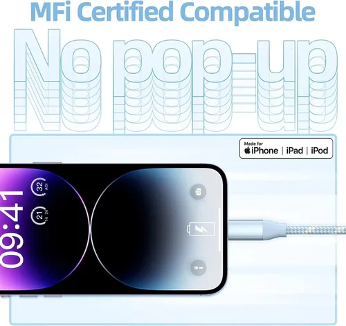Vista 5 de MenoSupp Paquete de 3 cables USB C a Lightning de 6 pies de carga rápida para iPhone de carga rápida tipo C a Lightning para iPhone 14 13 12 11 Pro