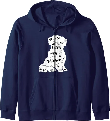 Vista 5 de Shichon - Sudadera con capucha para los amantes de los perros Shichon