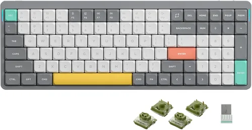 Vista 24 de nuphy Teclado mecánico inalámbrico Air96 V2, teclado retroiluminado RGB de 100 teclas, compatible con Bluetooth 5.1, 2.4G y conexión con cable