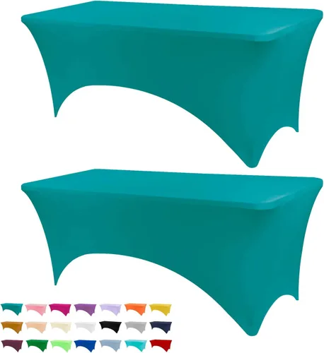 Vista 7 de BDDC - Funda de mesa ajustada de 4 pies, manteles de elastano negros, manteles elásticos lavables y resistentes a las arrugas para eventos, bodas