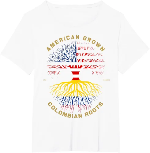 Vista 105 de Camiseta de regalo con la bandera de Estados Unidos con árbol de raíces colombianas