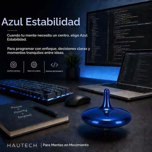 Vista 6 de Tapa giratoria eléctrica con base de vidrio, giro sin fin de 4 horas, espectáculo de luz LED para concentración, calma y creatividad, regalo Azul