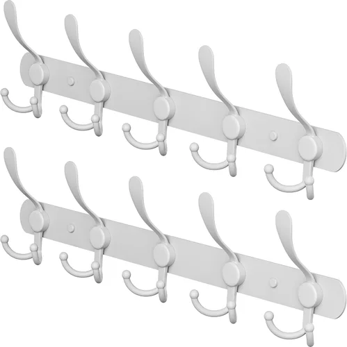Vista 14 de Perchero de pared con 5 ganchos triples, acero inoxidable de 16 pulgadas – acabado mate negro, perchero resistente montado en la pared para abrigos