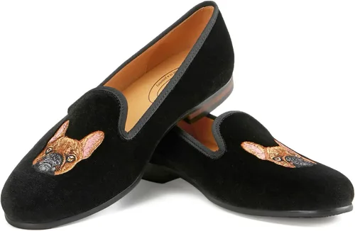 Vista 6 de Journey West Mocasines de terciopelo para hombre, mocasines bordados, mocasines de esmoquin, zapatos de vestir para fumar para hombre, Franch