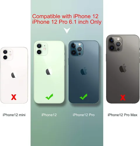 Vista 2 de ULAK Funda transparente para iPhone 12/iPhone 12 Pro, híbrida protectora delgada, transparente, antiarañazos, absorción de golpes, funda protectora