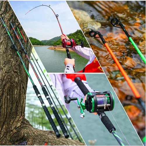 Vista 7 de Sougayilang - Cañas de pescar giratorias, poste de pesca de compuesto de carbono y vidrio fuerte con guías de línea de acero inoxidable para bagres
