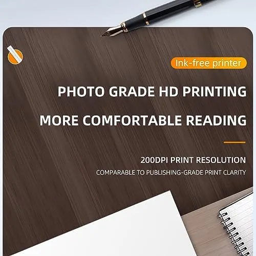 Vista 2 de Impresora térmica portátil A4 Mini impresora térmica 200dpi impresora sin tinta Bluetooth recargable impresora para oficina
