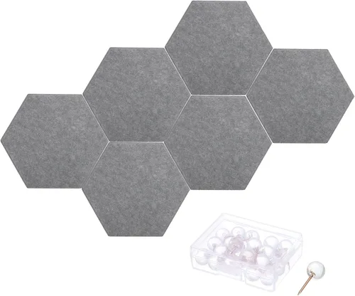 Vista 12 de PATIKIL Tablón de anuncios de fieltro, 12 x 10 pulgadas, paquete de 6 azulejos de fieltro hexagonales autoadhesivos para paneles de pared a prueba