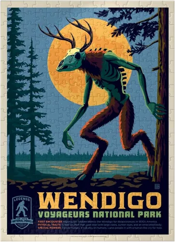 Vista 7 de MyPuzzle Legends of The National Parks: Voyageurs' The Wendigo, póster vintage, rompecabezas premium de 100 piezas para adultos