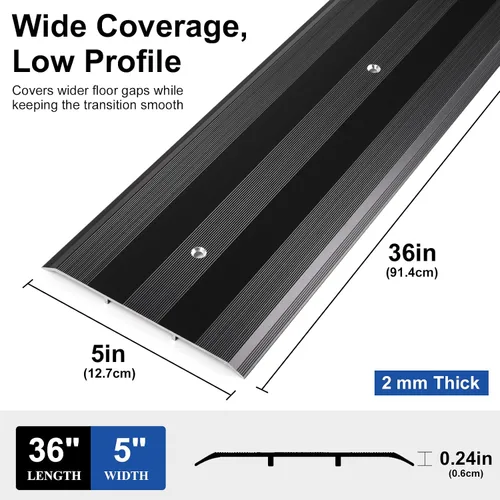 Vista 2 de Aluminum Threshold Strip, 5″Wide Floor Transition Strip for Doorways Negro